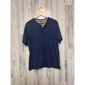 Weatherproof Men’s Blue Henley T-Shirt Short Sleeve Button Neck Casual Tee Size